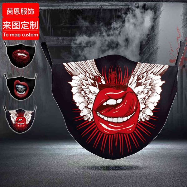 

high-quality masks mask cute big mouth red lips children's mask men and women