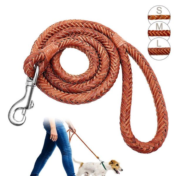 

dog collars & leashes leash leather rope for small dogs braided pet running tracking puppy walking