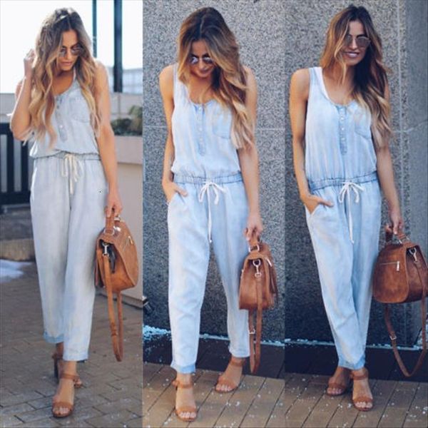 

fashion casual pants straps long womens romper button trousers, Black;white