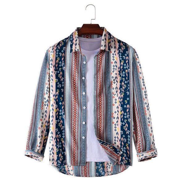 

men's classic shirt long sleeve men causal hawaii shirts loose cotton fashion color striped matching 2021 casual, White;black