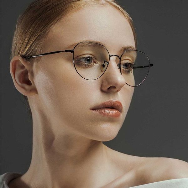 

fashion sunglasses frames 2021 metal anti blue light women eyewear retro men eyeglasses frame trend optical computer universal eye glasses, Black