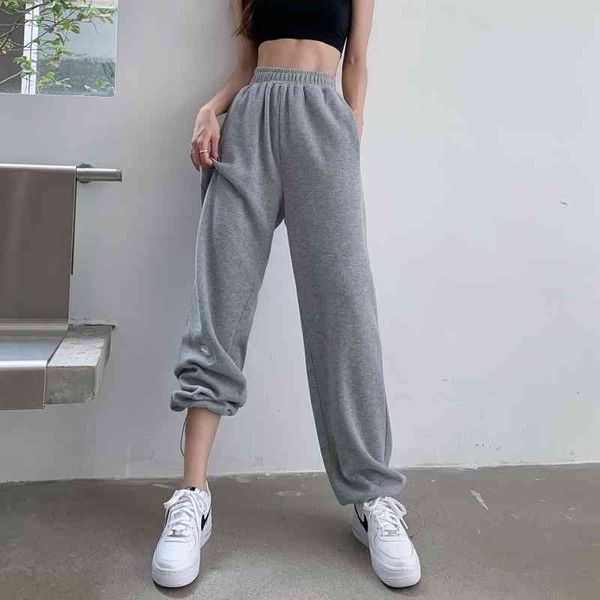 

women's pants & capris new -fall female gray sweatpants high waist straight cargo pants oversize lady chic ankle-length fashion 8v, Black;white