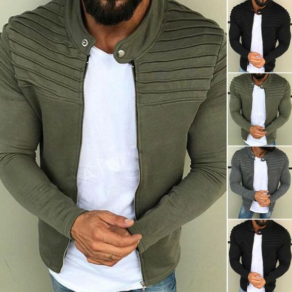 

men's jackets fashion men autumn winter casual slim jacket warm baseball coat outwear solid zipper outfits, Black;brown