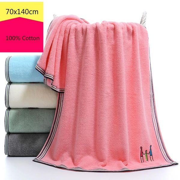 

towel 70x140cm bath 100% cotton couple bathroom super absorbent cute family embroidered large towels soft material