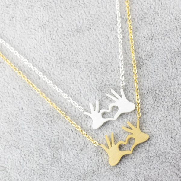 

lexie diary 2021 fashion creative genuine gold-plated stainless steel ok heart necklace for women accessory jewelry pendant necklaces, Silver