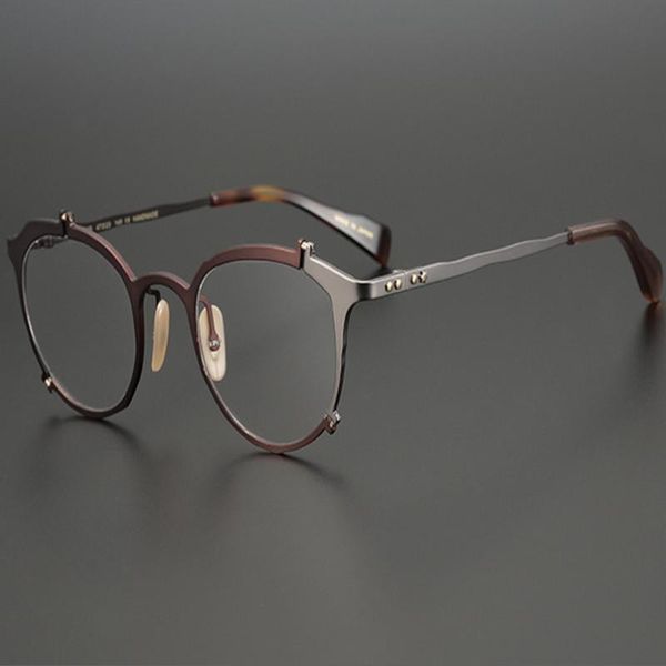 

fashion sunglasses frames pure titanium retro eyeglasses men japanese handmade optical eyewear prescription myopia glasses for w, Black