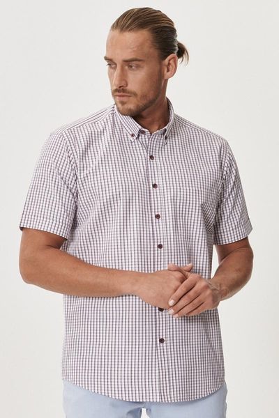 

men's shirt white plum regular fit button neck short sleeve 2013summer plaid dress shirts, White;black