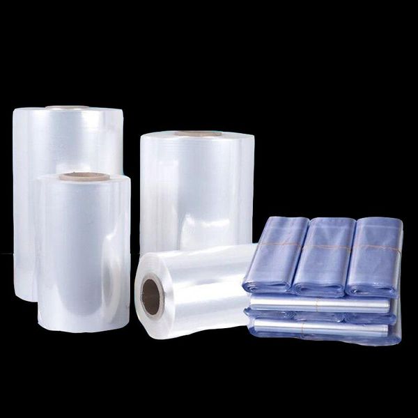

gift wrap pvc heat shrinkable film reel transparent plastic roll cylindrical packaging bag daily food necessities cosmetic box bottle