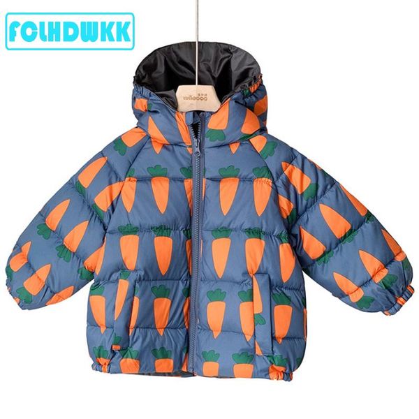 

boys down jacket kid coat for girls thick winter short children clothes cartoon print, Blue;gray