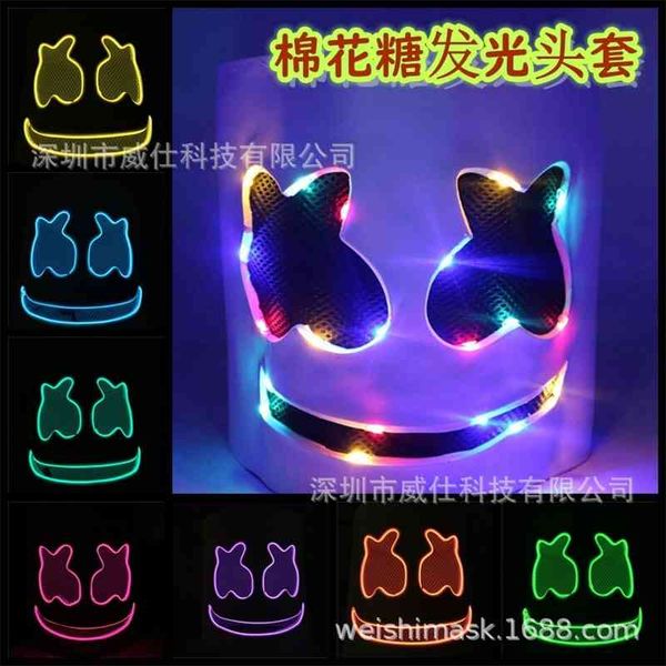 

100 syllables dj marshmallow headgear marshmello helmet led colorful mask