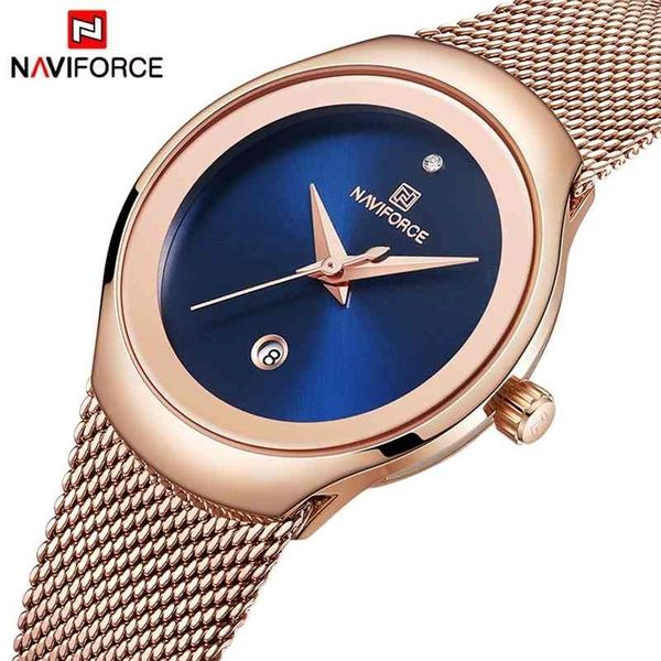 NAVIFORCE Dame Uhr Mode Lässig Weiblichen Quarz Uhren Edelstahl Armband Wasserdichte Kleid Dame Uhr Relogio feminino 210517