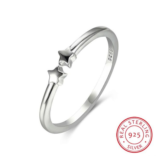 

cluster rings minimalist female small star ring 100% real 925 sterling silver engagement vintage adjustable wedding for women, Golden;silver