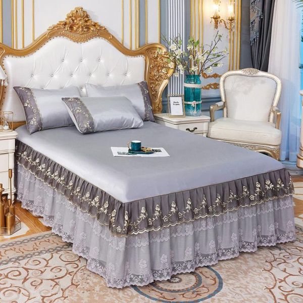 

blankets summer pure color bed skirt viscose fiber mat three-piece set of sleeping lace bedspread-style machine washable blanket