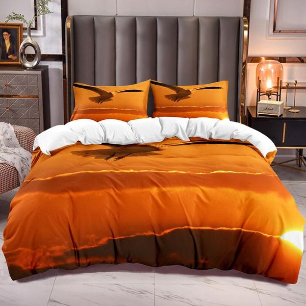 

bedding sets sunset seagull flying duvet cover with natural bird theme kids comforter zipper closure microfiber quilt