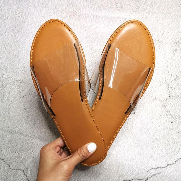 

inventory clearance women beach slippers transparent pvc fashion ladies slides outside female sandals summer shoes, Black
