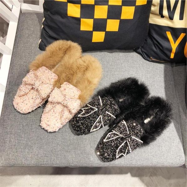 

women's trendy plush slippers, Black