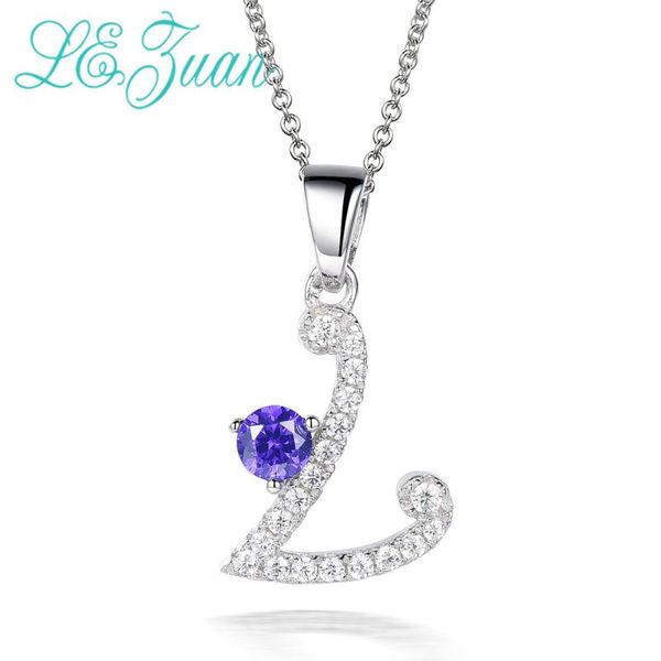 

lockets l&zuan l letter shaped 100% 925 sterling silver pendant necklaces for woman multicolor zirconia pendants stone jewelry