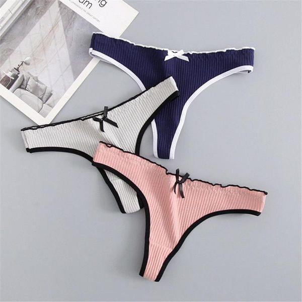 

women's panties 1pc cotton g-string female underpants thong for women briefs underwear pantys low rise lingerie t-back, Black;pink