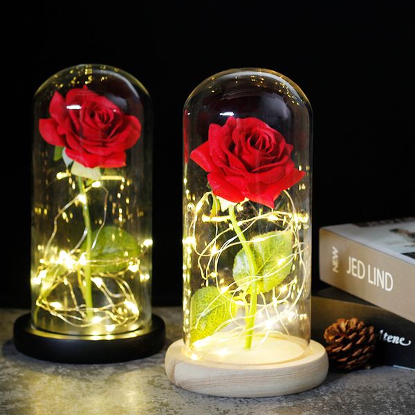 Drop Shipping Galaxy Rose Künstliche Blumen 24K folienüberzogene Goldrose Blumen Hochzeitsdekor Kreatives Valentinstagsgeschenk