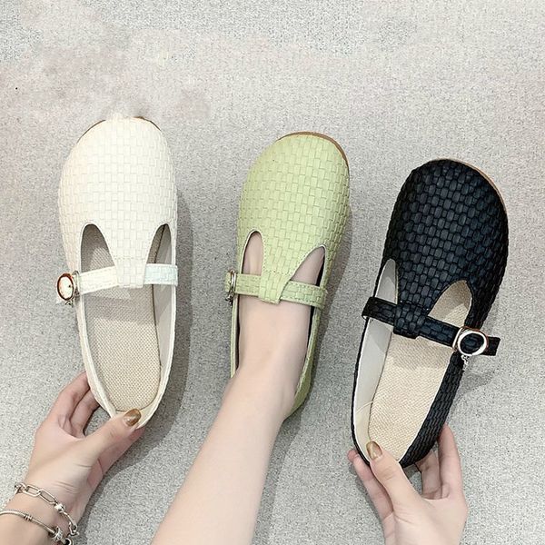 

sandals lazyseal 2021 spring flats women shoes loafers flat heel buckle moccasin ballet for big size 43 myvr, Black