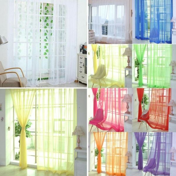 

voile curtain panel rod pocket net slot plain window decors & drapes