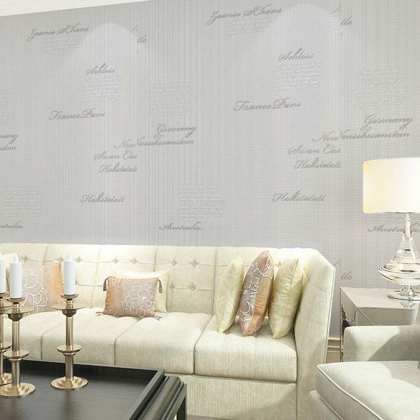

wallpapers solid color simple non-woven wallpaper with 3d english letter sitting room living bedroom household walls murals