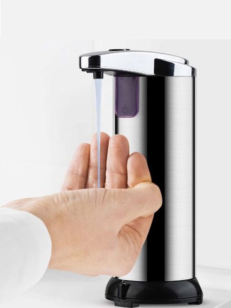 

liquid soap dispenser stainless steel automatic smart sensor 250ml hand wash induction sanitizer home kitchen bathroom