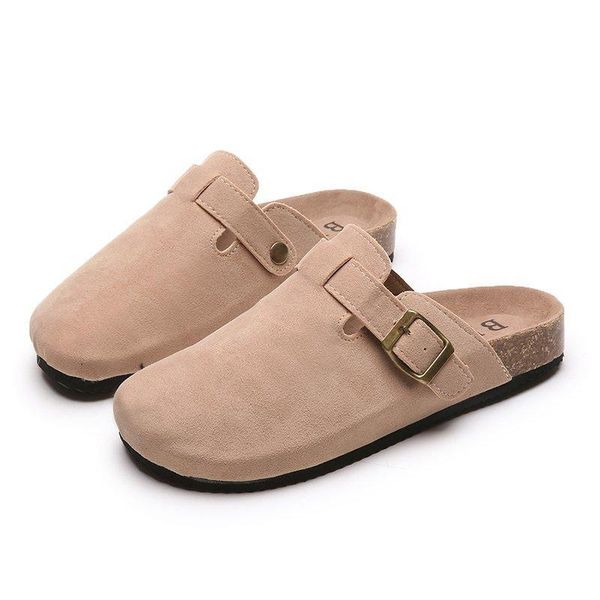 

plus size 43 womane buckle cork slippers mules platform ladies beach outdoor flock shoes 42 flat half slides chaussure, Black