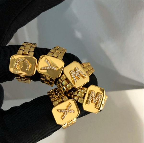 

cluster rings 10 pieces letters alphabets ring fashion jewelry adjustable metal for women, Golden;silver
