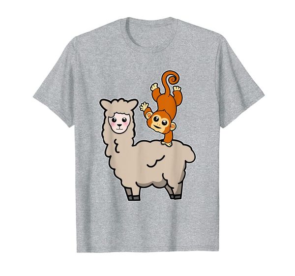 

funny monkey riding on llama cute animals monkeying around t-shirt, White;black