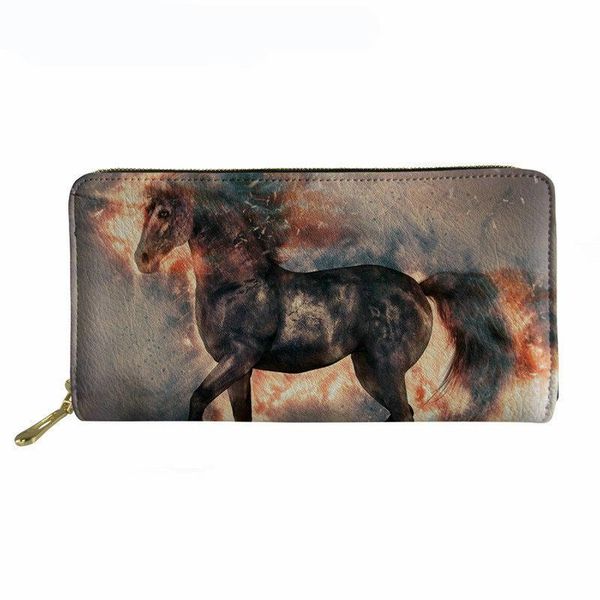 

wallets cute horse 3d print leather wallet for women trendy fashion female ladies holder purse money bags notecase, Red;black
