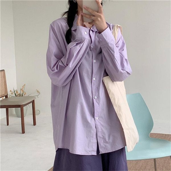 

women's blouses & shirts women chic solid fashion elegance basic ol 2021 leisure all-match slim gentle loose office lady, White