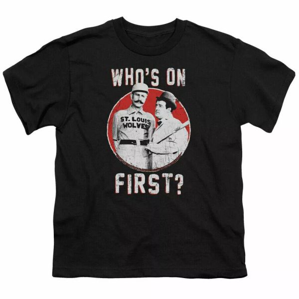 

Abbott & Costello First Kids Youth T Shirt Licensed Classic Comedy Tee Black, White;black