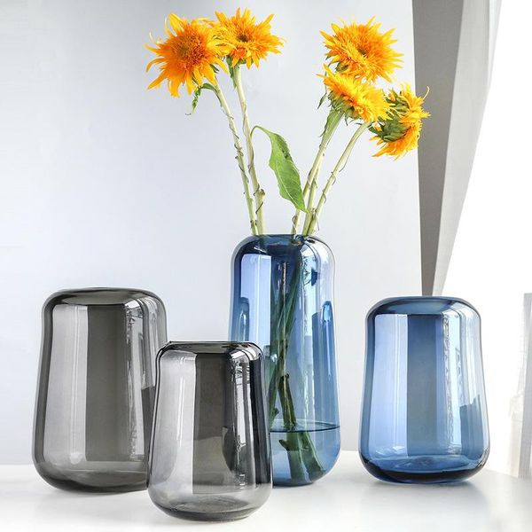 

modern high-end electroplating mirrortransparent glass vase combination flower device el arrangement board decoration vases