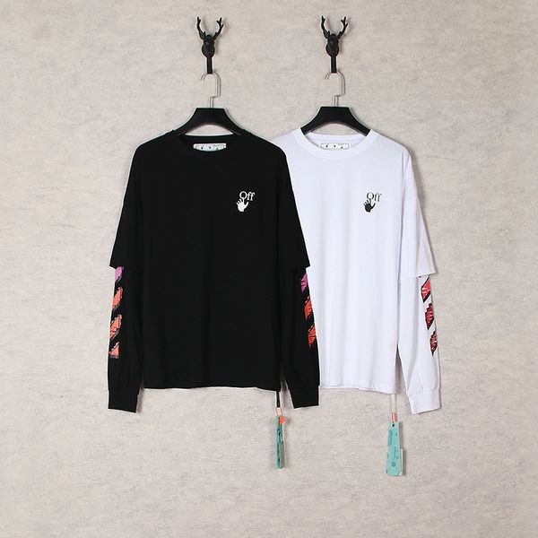 

fake graffiti classic arrstyle off two casual round neck sweater for men and women loose version, Black