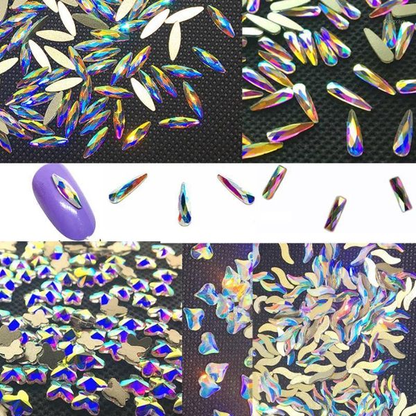 

fashion crystal ab 30/100pcs/lot 3d nail art long water drop fancy shaped rainbow glass stone for nails decoration supply1, Silver;gold