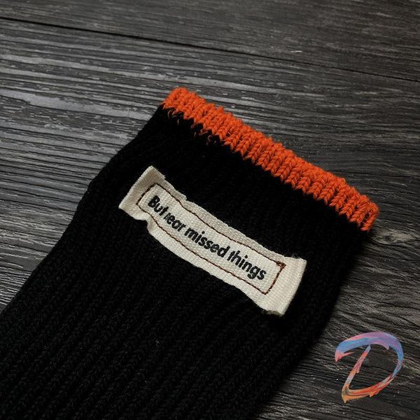 

men's socks ader error asymmetrical woven label embroidered cotton tube korean adererror women's trendy, Black