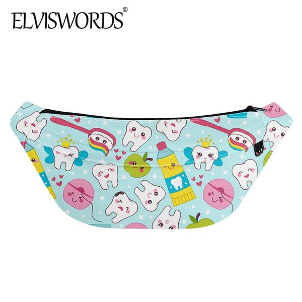

kawaii teeth pattern teen girls casual chest bag outdoor sport cycling cartoon fanny pack travel purse waist bags
