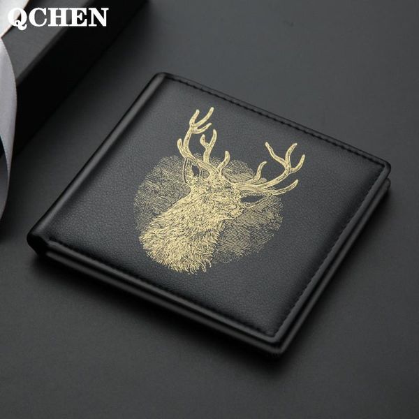 

wallets men's wallet short deer horizontal vertical thin men british casual multi-function card bag magnetic retro triangle folding 818, Red;black