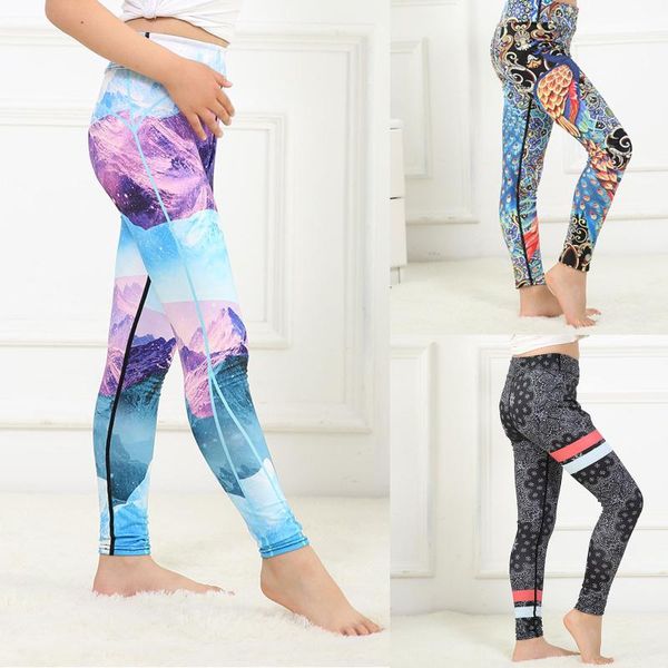 

yoga outfit girls' seamless pants print sports trousers elasticity casual trouser high waist leggings push up leggins sport
