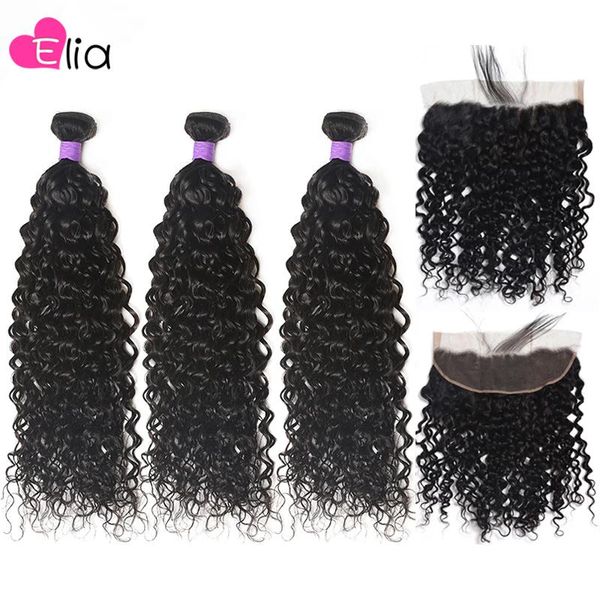 

human hair bulks elia bundles with 13x4 lace frontal brazilian water wave extension 100% for black women preplucked 2021