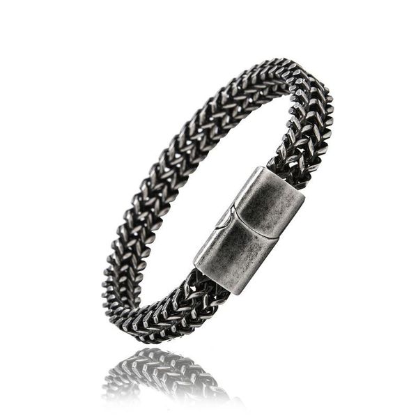 

link, chain men's bracelets black punk vintage hand stainless steel man jewelry accessories trend hip hop goth chains men bracelet