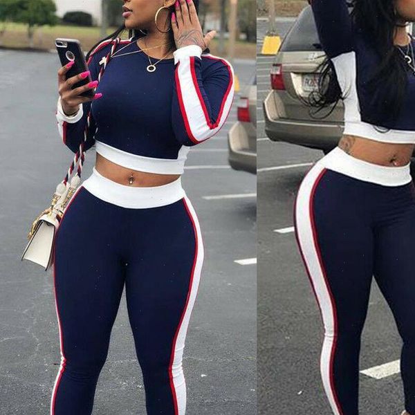

casual women sports set womens tracksuits long sleeve crop pants outfit workout gym fitness athletic clothes tracksuit, Gray