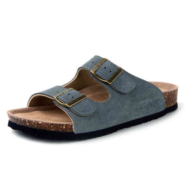 

slippers summer men's mule clogs soft cork two buckle slides footwear for men women 35-46 jwmm, Black