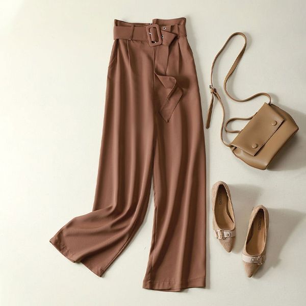 

women's jumpsuits & rompers arrival spring korea fashion women asymmetry high waist wide leg pants all-matched casual loose femme trous, Black;white