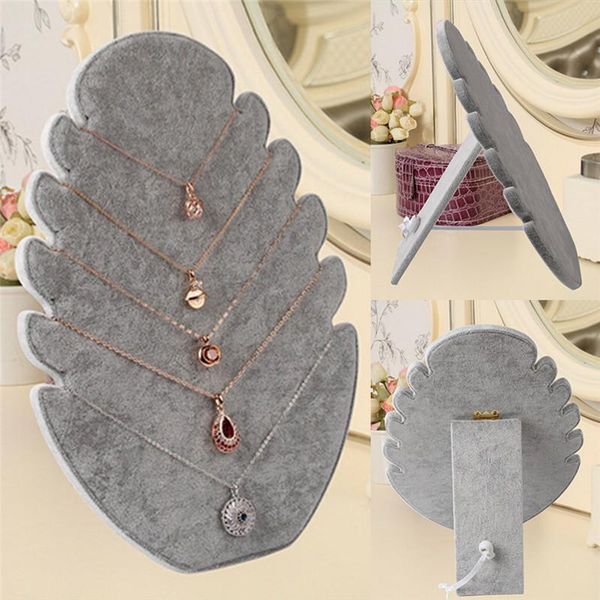 

jewelry pouches, bags flame shape pendant chain display holder stand necklace rack velvet easel organizer, Pink;blue