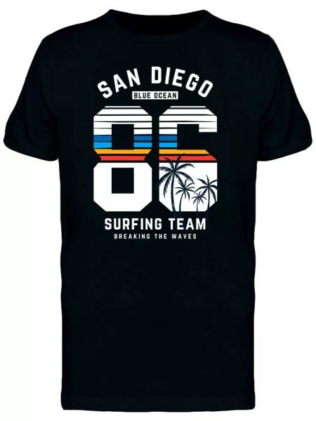 

san diego surfing theme 86 men's tee -image by shutterstock, White;black