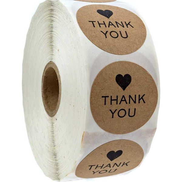 

gift wrap 100/500pcs round kraft paper thank you stickers seal labels for wedding party cards 1 inch gifts box package decoration