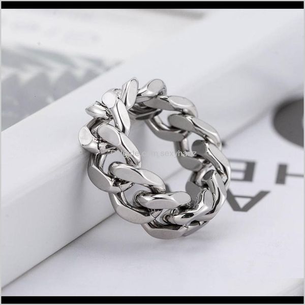 

cluster rings drop delivery 2021 creative personality cool punk titanium steel smooth mens chain ring jewelry l5kh8, Golden;silver