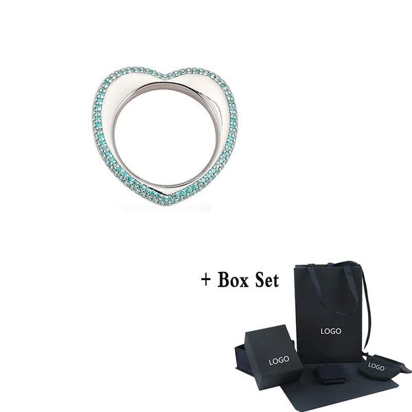 

cluster rings 2021 fashion moroccan jewelry lake blue heart-shaped ring delicate light decoration female romantic gift, Golden;silver